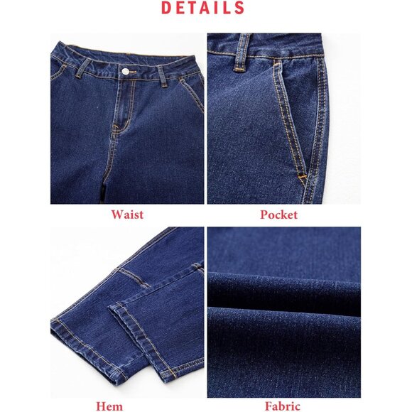 Wide Leg High Waisted Stretch Denim Jeans for Women Casual Comfortable - Picture 7 of 8